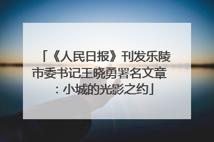 《人民日报》刊发乐陵市委书记王晓勇署名文章：小城的光影之约