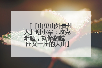 「山里山外贵州人」谢小军：攻克难题，就像翻越一座又一座的大山