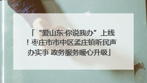 “爱山东·你说我办”上线！枣庄市市中区孟庄镇听民声办实事 政务服务暖心升级