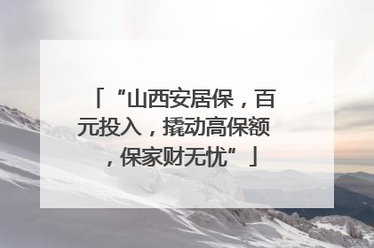 “山西安居保，百元投入，撬动高保额，保家财无忧”