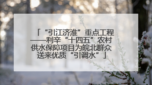 “引江济淮”重点工程——利辛“十四五”农村供水保障项目为皖北群众送来优质“引调水”