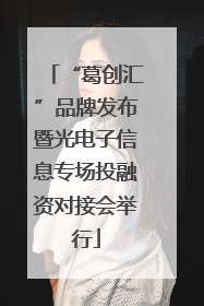“葛创汇”品牌发布暨光电子信息专场投融资对接会举行
