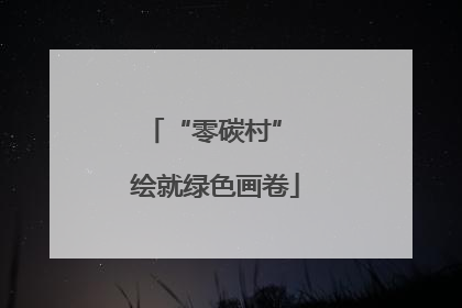“零碳村” 绘就绿色画卷