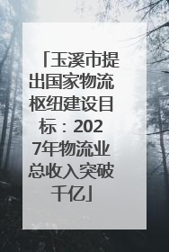玉溪市提出国家物流枢纽建设目标：2027年物流业总收入突破千亿