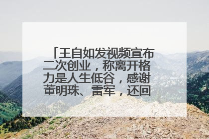 王自如发视频宣布二次创业，称离开格力是人生低谷，感谢董明珠、雷军，还回应了“工资条”：清楚自己要什么……