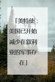 美特使：美国已开始减少在叙利亚的军事存在