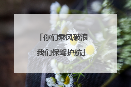 你们乘风破浪 我们保驾护航