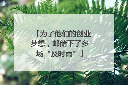 为了他们的创业梦想，邮储下了多场“及时雨”