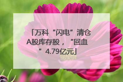 万科“闪电”清仓A股库存股，“回血”4.79亿元