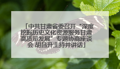 中共甘肃省委召开“深度挖掘历史文化资源服务甘肃高质量发展”专题协商座谈会 胡昌升主持并讲话