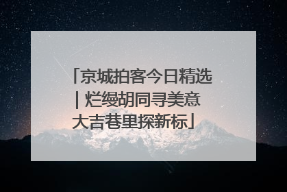 京城拍客今日精选｜烂缦胡同寻美意 大吉巷里探新标