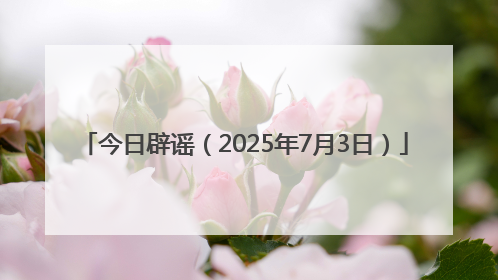 今日辟谣（2025年7月3日）