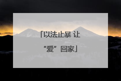 以法止暴 让“爱”回家