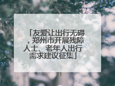 友爱让出行无碍，郑州市开展残障人士、老年人出行需求建议征集
