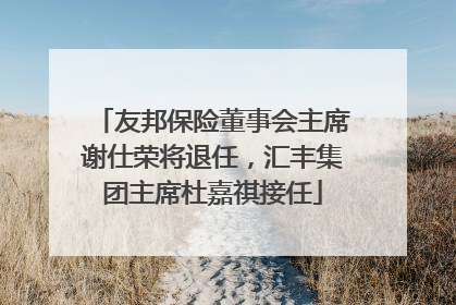友邦保险董事会主席谢仕荣将退任，汇丰集团主席杜嘉祺接任