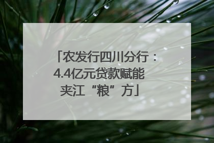 农发行四川分行：4.4亿元贷款赋能夹江“粮”方