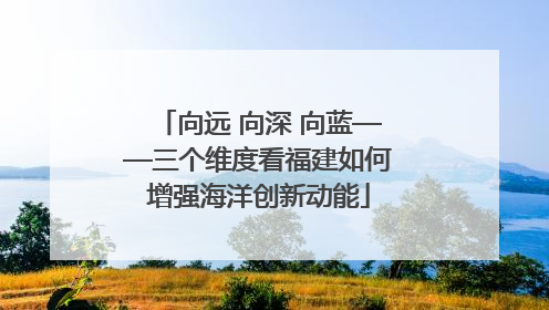 向远 向深 向蓝——三个维度看福建如何增强海洋创新动能
