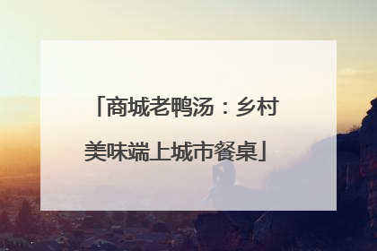 商城老鸭汤：乡村美味端上城市餐桌