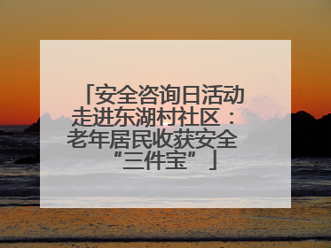 安全咨询日活动走进东湖村社区：老年居民收获安全“三件宝”