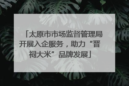太原市市场监督管理局开展入企服务，助力“晋祠大米”品牌发展