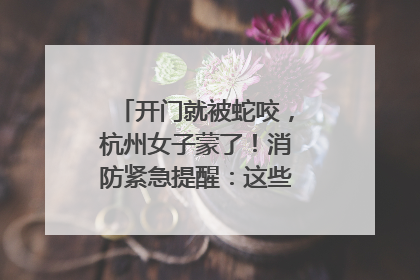 开门就被蛇咬，杭州女子蒙了！消防紧急提醒：这些方法都不靠谱！