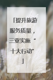提升旅游服务质量，三亚实施“十大行动”