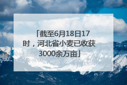 截至6月18日17时，河北省小麦已收获3000余万亩