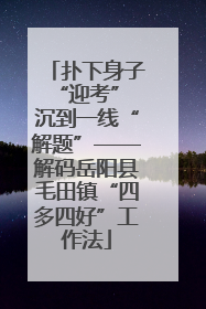 扑下身子“迎考” 沉到一线“解题”——解码岳阳县毛田镇“四多四好”工作法