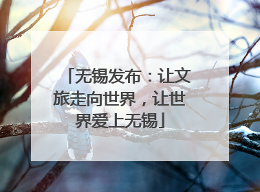 无锡发布：让文旅走向世界，让世界爱上无锡