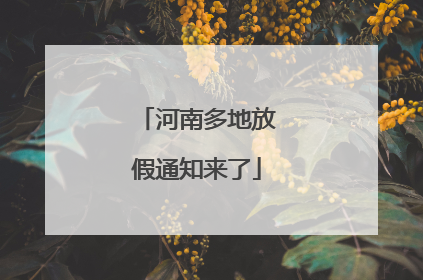 河南多地放假通知来了