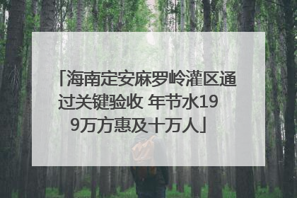 海南定安麻罗岭灌区通过关键验收 年节水199万方惠及十万人