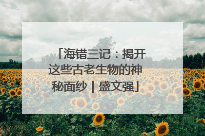 海错三记：揭开这些古老生物的神秘面纱｜盛文强