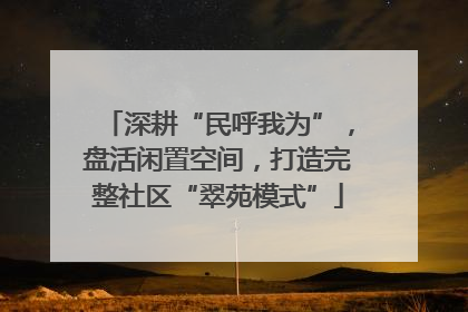 深耕“民呼我为”，盘活闲置空间，打造完整社区“翠苑模式”