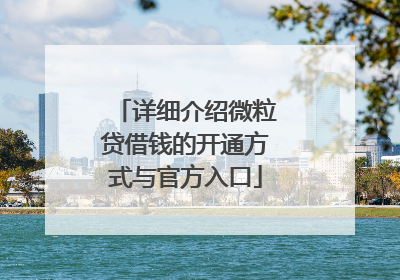详细介绍微粒贷借钱的开通方式与官方入口