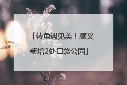 转角遇见美！顺义新增2处口袋公园