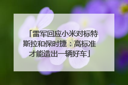 雷军回应小米对标特斯拉和保时捷：高标准才能造出一辆好车