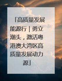 高质量发展能源行｜勇立潮头，激活粤港澳大湾区高质量发展动力源