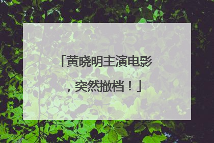 黄晓明主演电影，突然撤档！