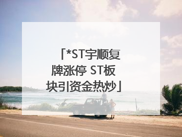 *ST宇顺复牌涨停 ST板块引资金热炒