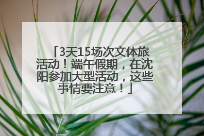 3天15场次文体旅活动！端午假期，在沈阳参加大型活动，这些事情要注意！