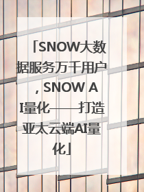 SNOW大数据服务万千用户，SNOW AI量化——打造亚太云端AI量化